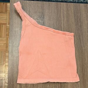 Nikibiki coral One-Shoulder Ribbed Top one size